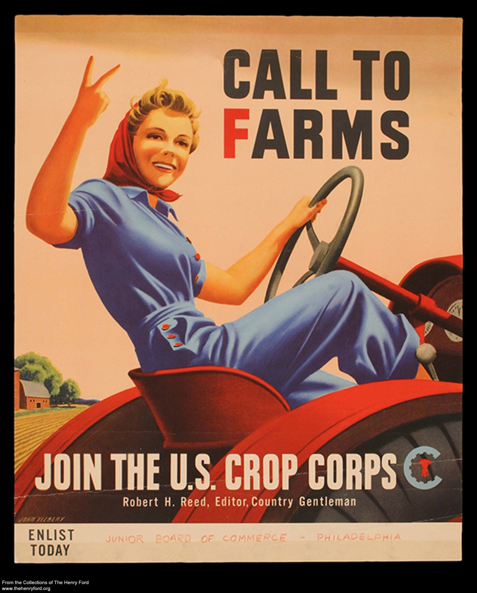 World War II Poster, "Call to Farms. Join in the U.S. Crop Corps," circa 1943