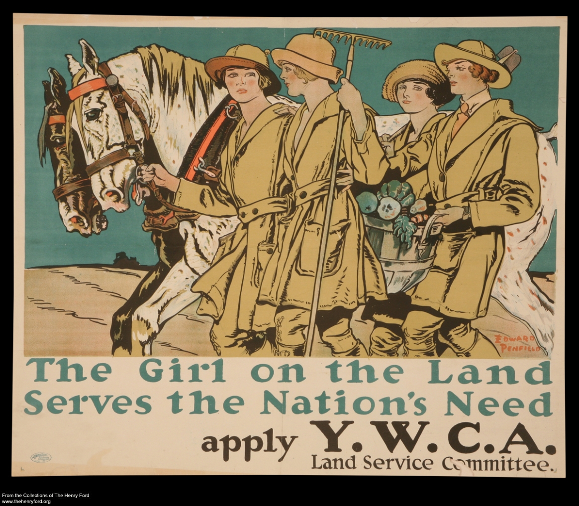 World War I Poster, "The Girl on the Land Serves the Nation's Need," circa 1917