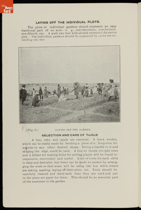 Page with text and photo of children in a field