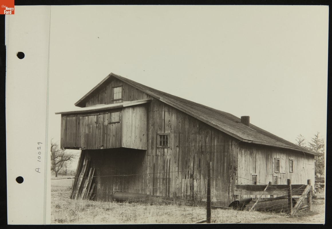 Tripp Up-and-Down Sawmill, Original Site, Exterior Black-and-white photo of a wooden building with a sloped roof