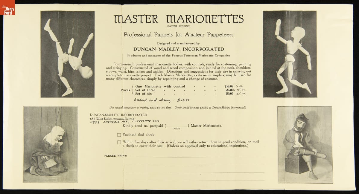 Master Marionettes: Professional Puppets for Amateur Puppeteers, 1930-1940 Page with text and images of marionettes