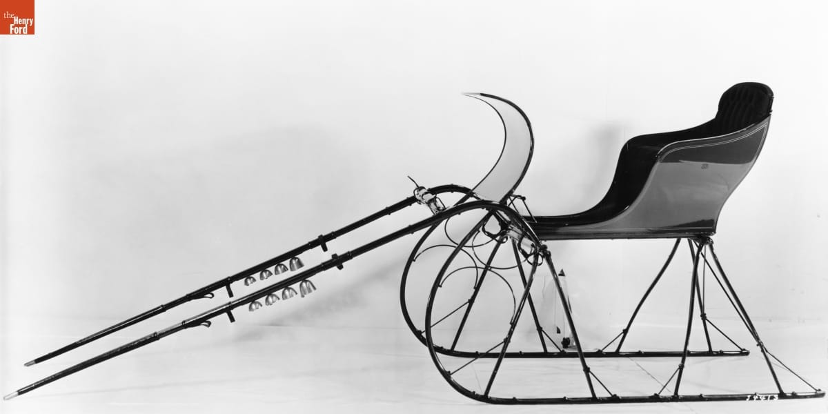Perren Speeding Cutter, after 1895 Open sleigh with curving lines and bells attached to harness posts