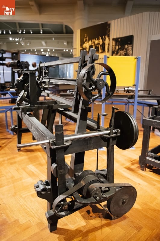 Wood Copying Lathe, circa 1865 Long black piece of machinery