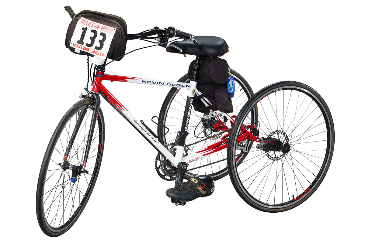 Red and white adult tricycle 