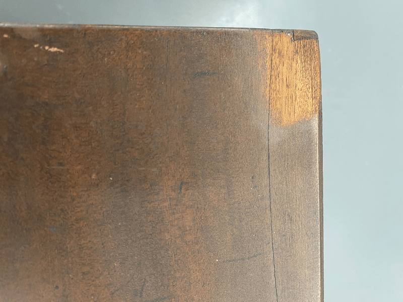 Condition issues: alligatoring of the surface, old repairs, unstable front foot.