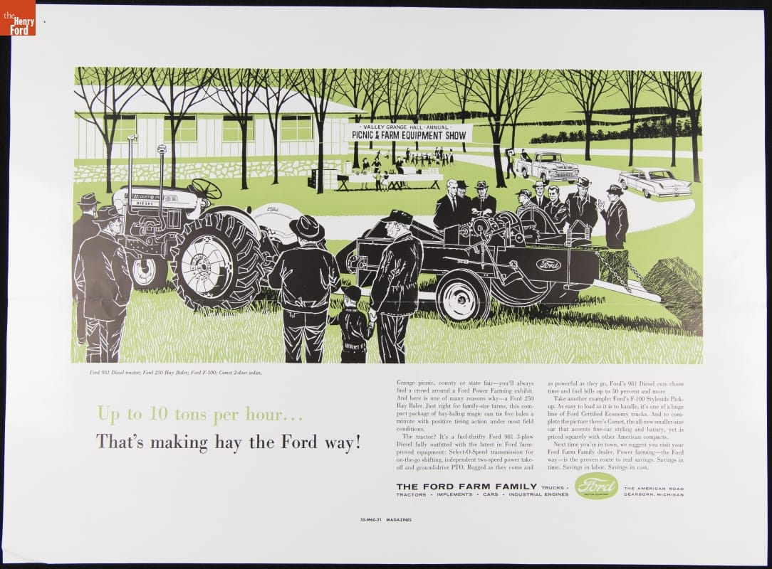 1960 Advertisement for the Ford 981 Diesel Tractor and Ford 250 Hay Baler 1960 Advertisement for the Ford 981 Diesel Tractor and Ford 250 Hay Baler