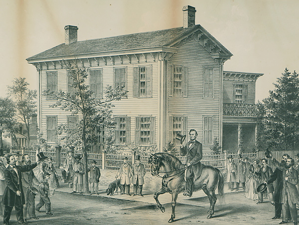 Mr. Lincoln, Residence and Horse as They Appeared on His Return from the Campaign with Senator Douglas, 1858