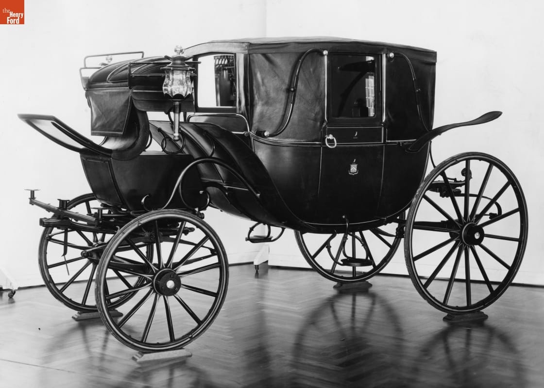 Landau, Made for Abram and Sarah Hewitt of New York, 1890 Black-and-white photo of carriage