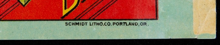 Can Label, "Lynx Brand Puget Sound Salmon," 1880-1900 Close-up of previous image showing text in lower-right corner