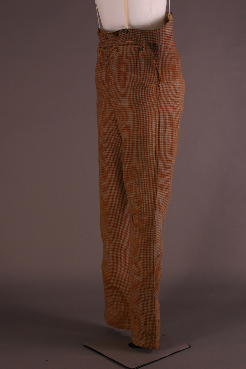 Trousers, 1820-1850 Brown pants with a houndstooth or checked pattern