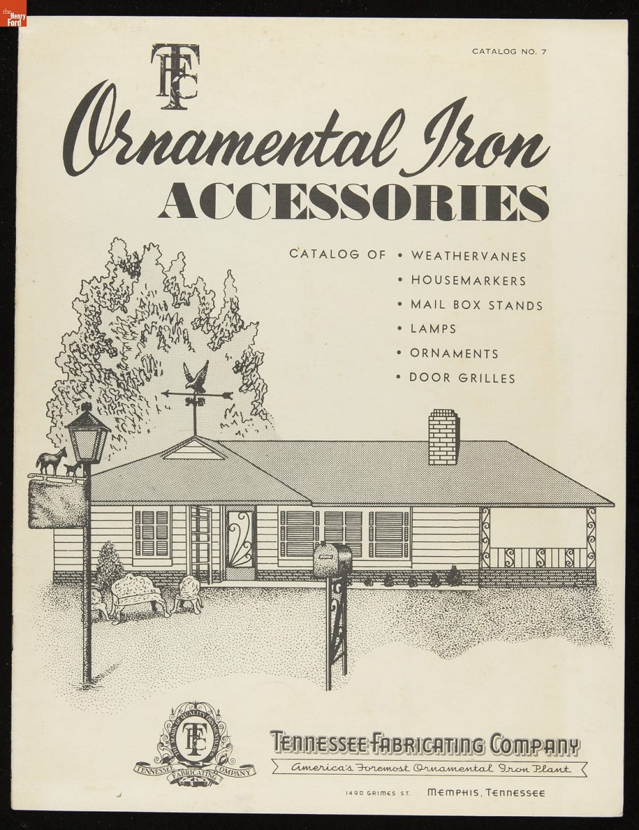 Catalog cover featuring drawing of house with lamppost and mailbox out front; also contains text