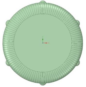 CAD model of the lamp base Green lamp base CAD drawing from above