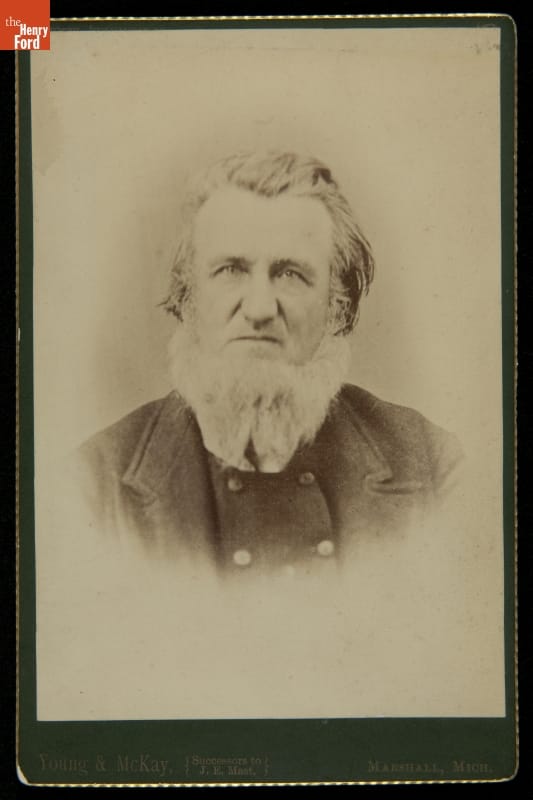 Portrait of Dr. Alonson B. Howard, circa 1880 Man with hair brushed back and white beard, wearing jacket
