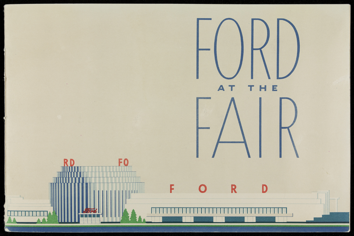 Page with image of building with "FORD" signage and text "Ford at the Fair"