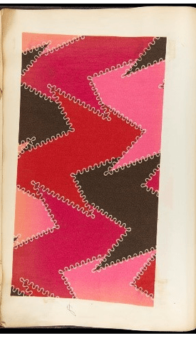Sample Book for Hamilton Manufacturing Company, April 9, 1900 to May 27, 1901 GIF cycling through three sheets containing one large rectangular fabric sample per page; colors and patterns vary