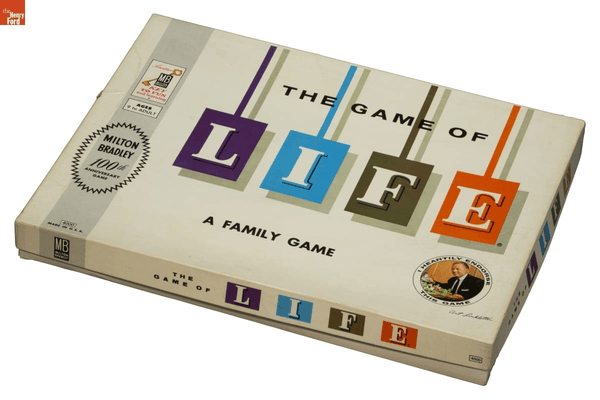 GIF that cycles through images of several board games: Life, Candy Land, Clue, and Settlers of Catan