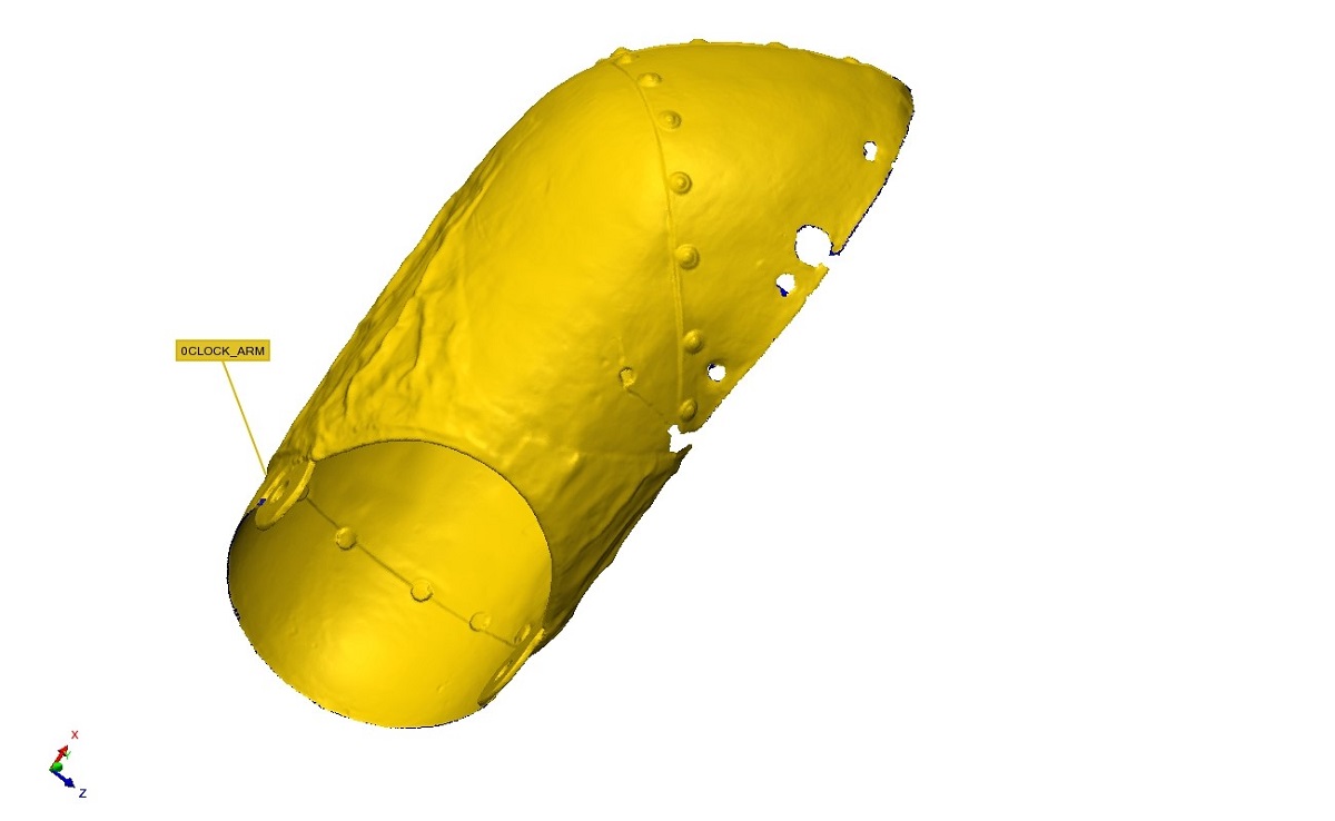 3D rendering Yellow shape with portions labeled with text