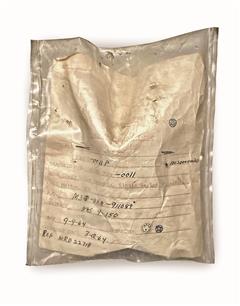Apollo RCS check valve assembly Bag with printed label filled in with handwritten text