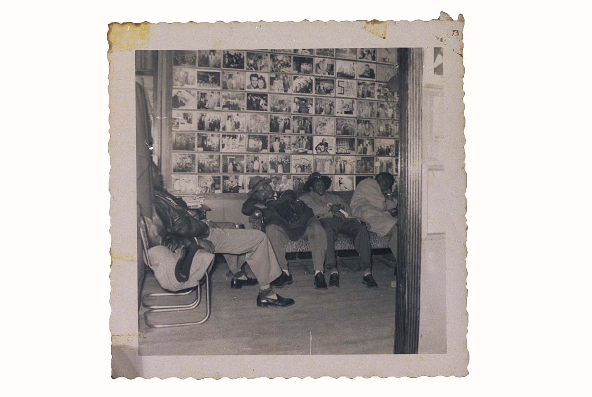 The Orioles Music Group inside Fox Brothers Clothier, Chicago, Illinois, 1942. The Orioles were a pioneering rhythm and blues group that performed on the Chitlin' Circuit in the 1940s and 1950s