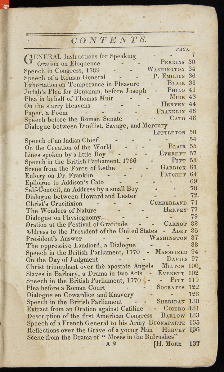 The Columbian Orator, 1831 Page with text