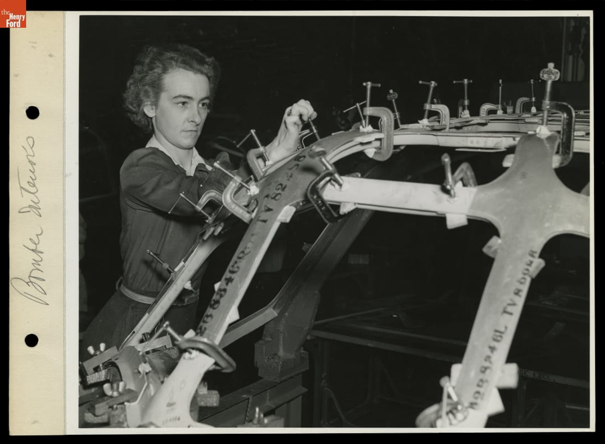Riveter Florence Nightingale Working at Willow Run Bomber Plant, 1942